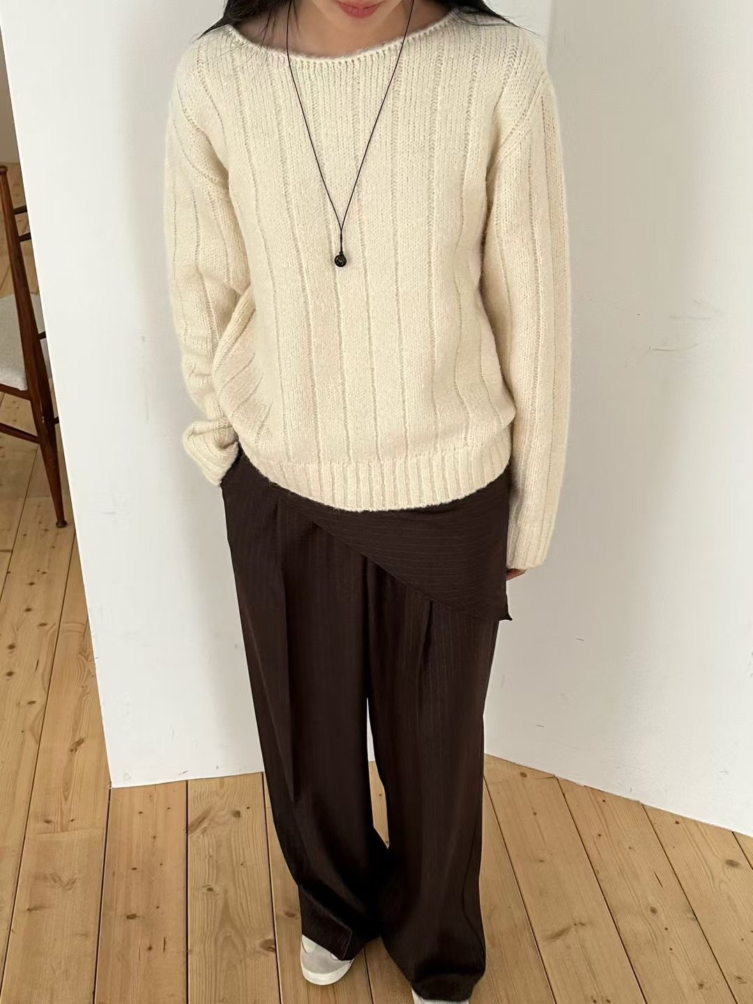 EVERY MOMENT韓國代購㊣女士新款時尚真品人氣職業針織衫船領EVERY MOMENT針織衫圖色2