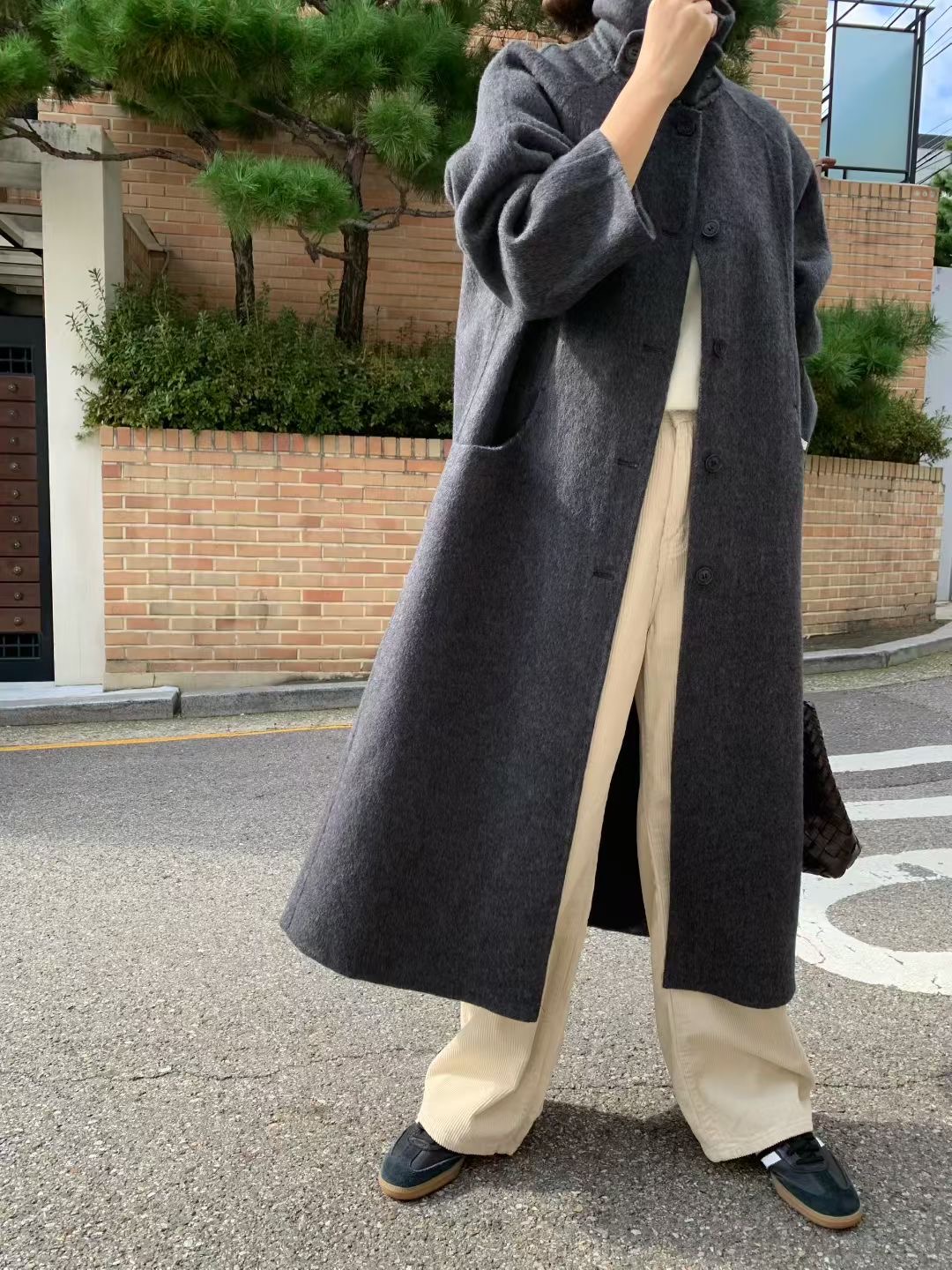 SIGNATURE韓國直郵㊣女裝新款時尚人氣25秋冬中長款大衣手工SIGNATURE中長款大衣圖色1