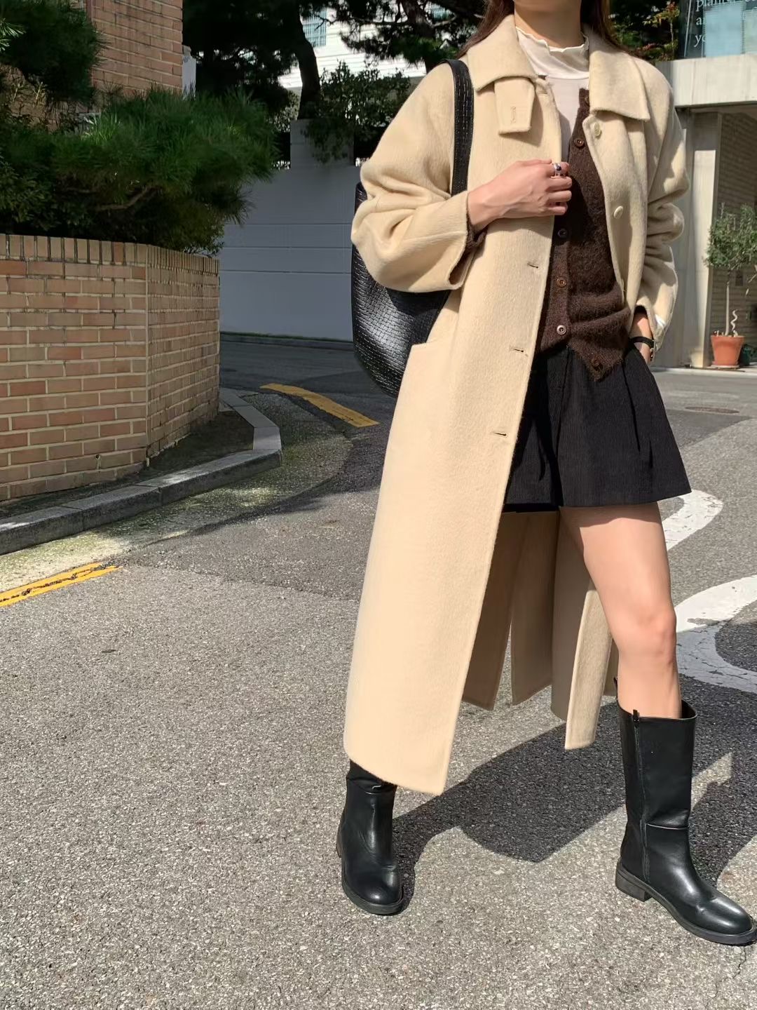 SIGNATURE韓國直郵㊣女裝新款時尚人氣25秋冬中長款大衣手工SIGNATURE中長款大衣圖色2