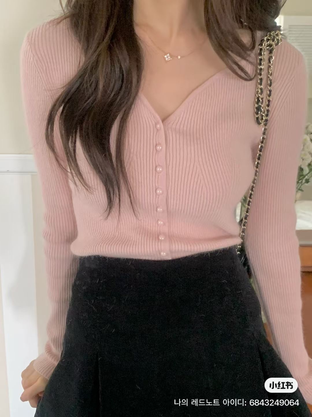 IF YOU韓國直郵㊣女士新品時尚針織衫安哥拉歐根紗羊毛開衫IF YOU針織衫圖色1