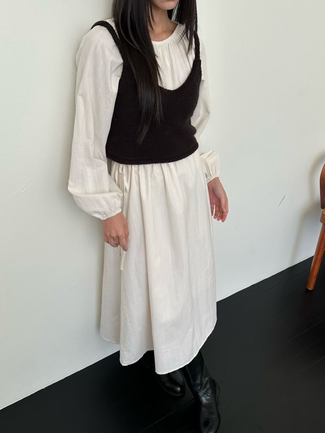 EVERY MOMENT韓國代購㊣女士新品休閑時尚真品職業連衣裙抓絨EVERY MOMENT連衣裙