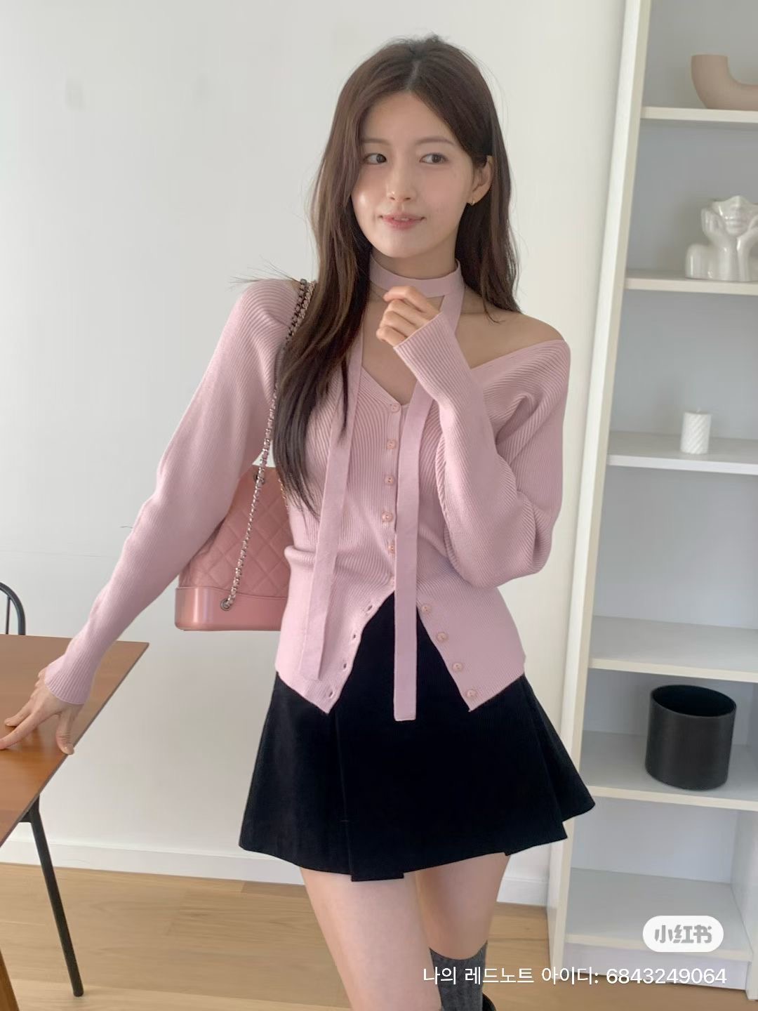 IF YOU東大門㊣代購女裝新品人氣真品25秋冬針織衫含脖帶開衫IF YOU針織衫