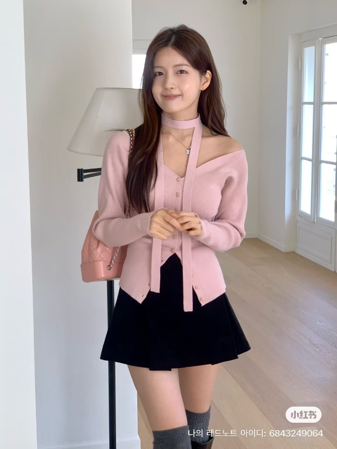 IF YOU東大門㊣代購女裝新品人氣真品25秋冬針織衫含脖帶開衫IF YOU針織衫圖色1