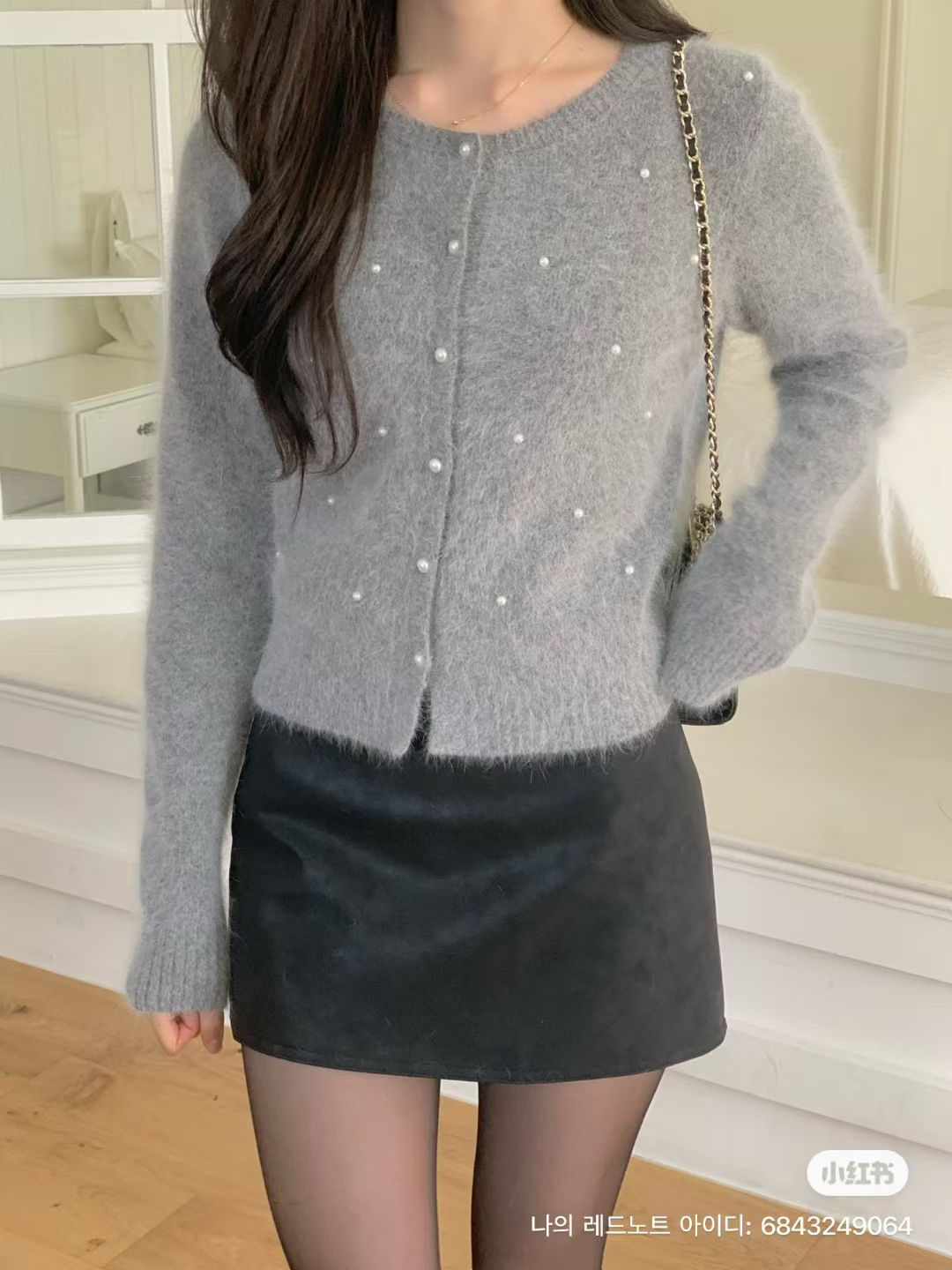 IF YOU東大門㊣實拍女士新品職業推薦針織衫安哥拉羊毛開衫IF YOU針織衫圖色1