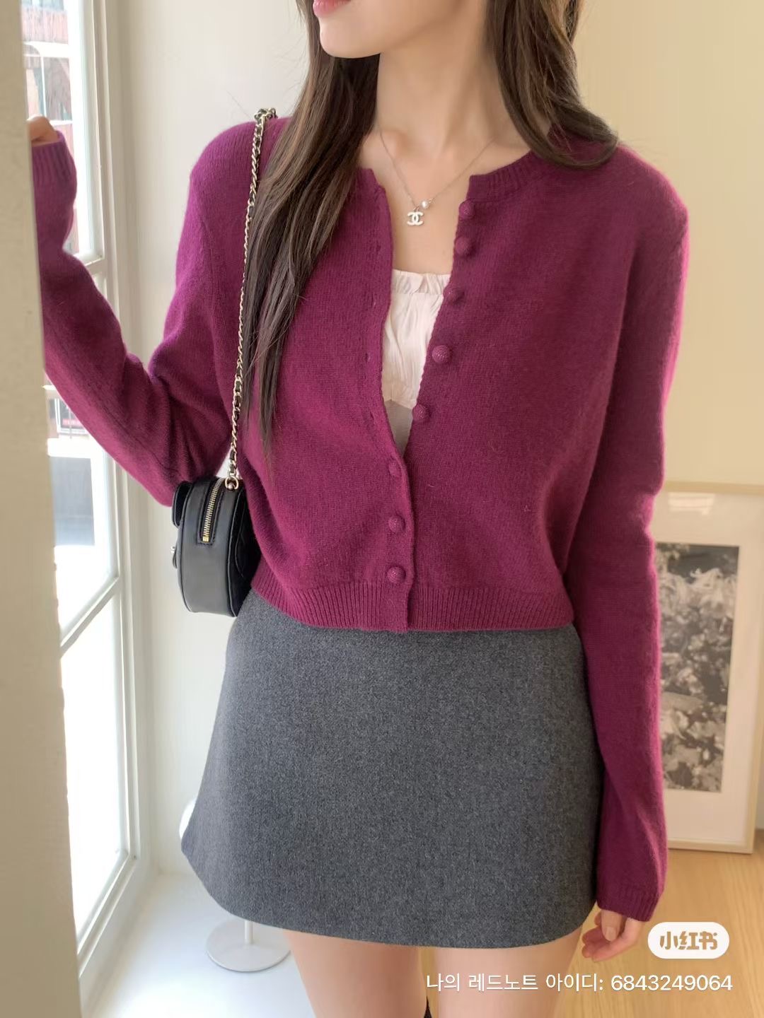 IF YOU韓國直郵㊣女士新款25秋冬人氣推薦休閑針織衫開衫紐扣IF YOU針織衫圖色1