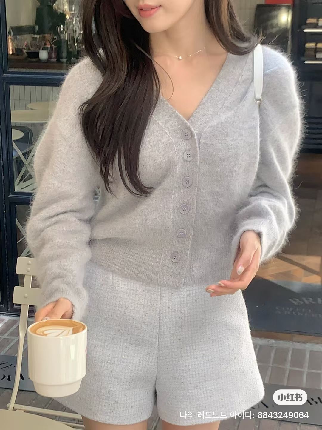 IF YOU東大門㊣實拍女士新品推薦針織衫安哥拉羊毛貂皮開衫IF YOU針織衫圖色1