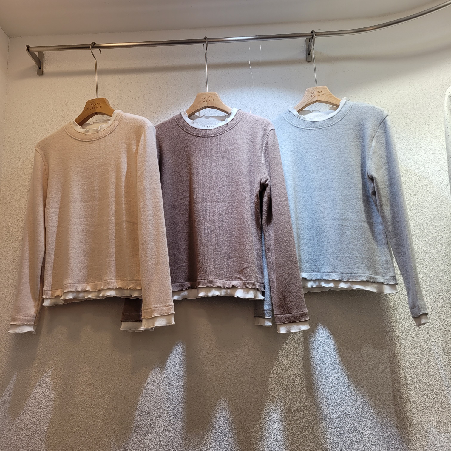 BLACK JASMIN-블랙쟈스민-T東大門㊣代購女士新款休閑長袖T恤柔軟BLACK JASMIN長袖T恤