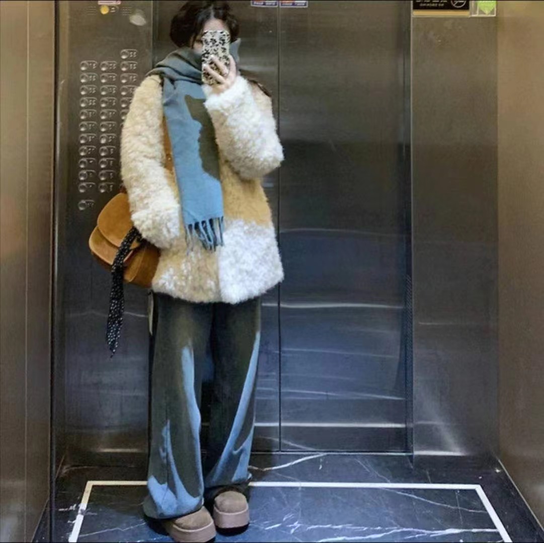 EOSIA韓國代購㊣女士新款熱賣休閑真品時尚25秋冬短款大衣抓絨EOSIA短款大衣