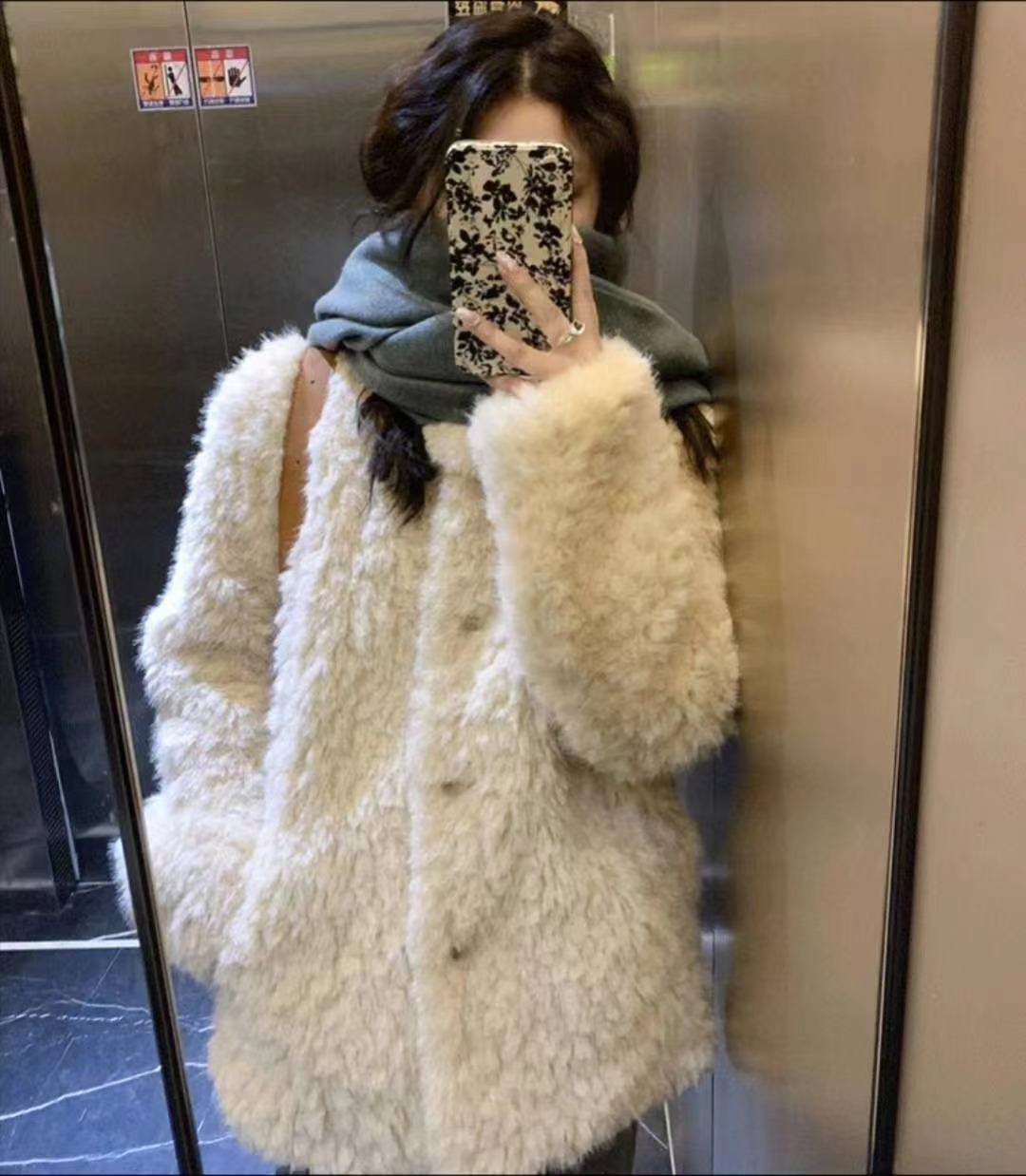 EOSIA韓國代購㊣女士新款熱賣休閑真品時尚25秋冬短款大衣抓絨EOSIA短款大衣圖色1