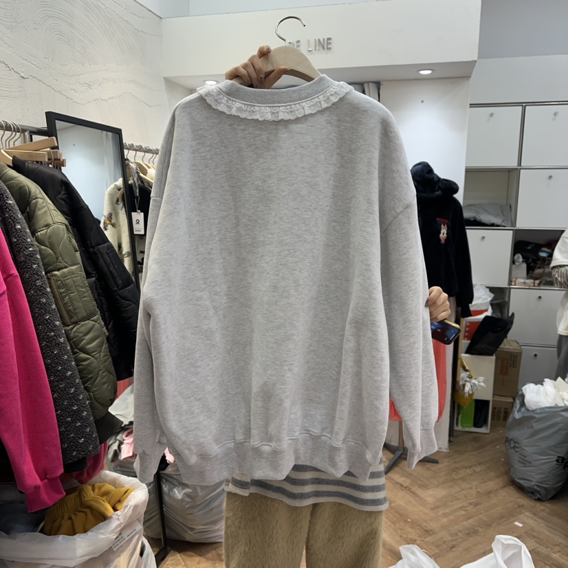 DE LINE東大門㊣直郵女士新品真品25秋冬推薦休閑衛衣加絨DE LINE衛衣