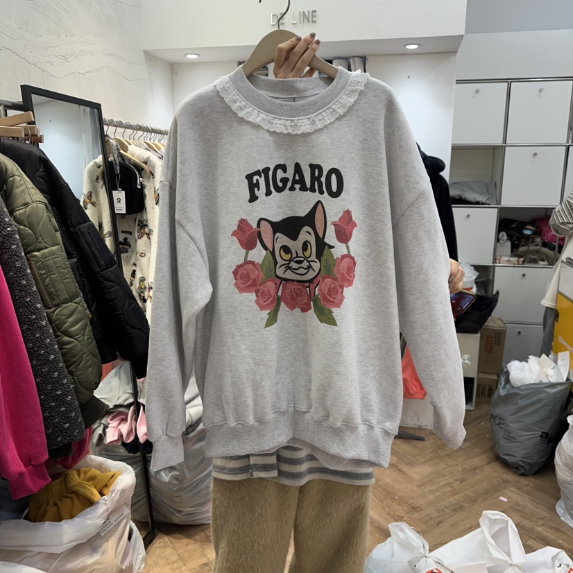 DE LINE東大門㊣直郵女士新品真品25秋冬推薦休閑衛衣加絨DE LINE衛衣圖色2