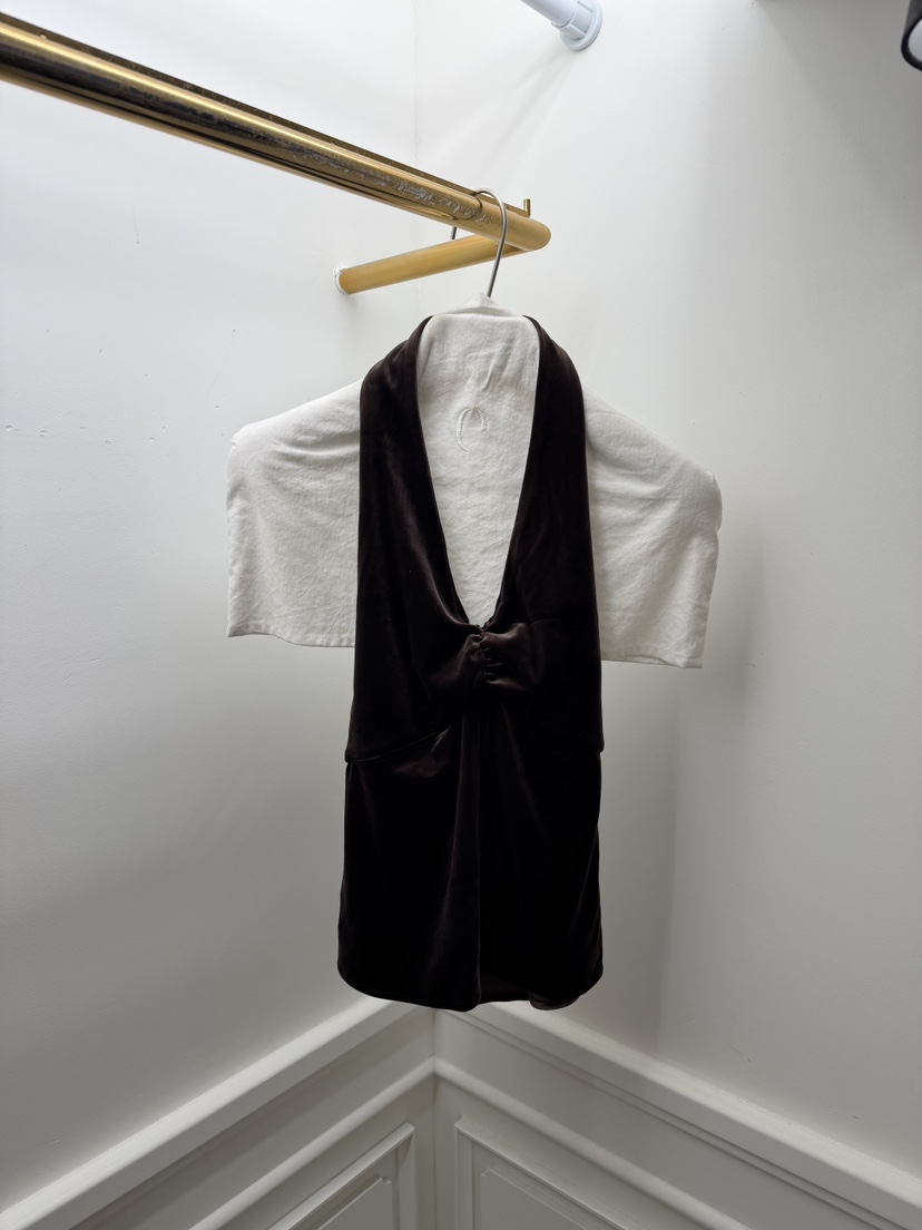 ETER韓國直郵㊣女士新款真品休閑職業25秋冬吊帶背心天鵝絨eter/VERSO吊帶/背心圖色2棕色