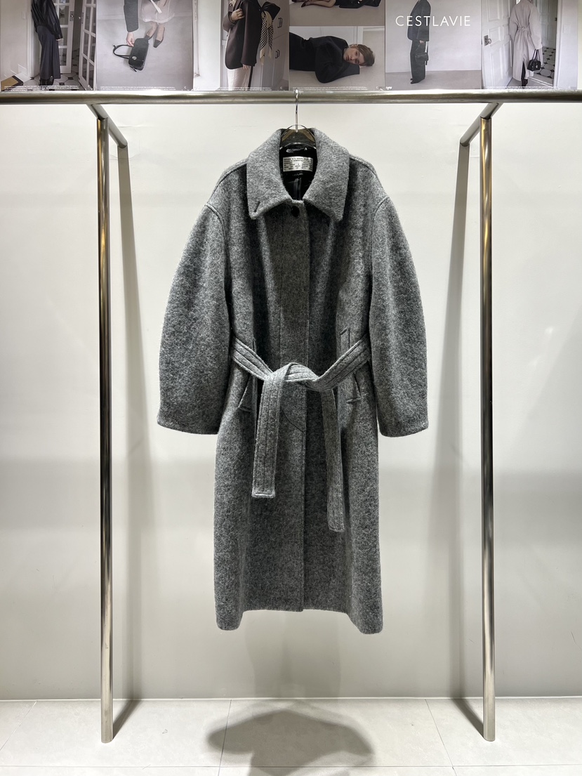 CESTLAVIE東大門㊣實拍女士新品休閑25秋冬中長款大衣含腰帶羊駝CESTLAVIE中長款大衣圖色2