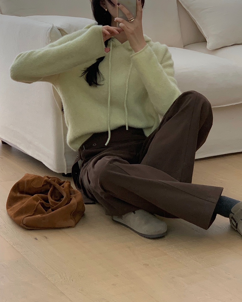 MONTER東大門㊣代購女裝新款25秋冬休閑針織衫連帽針織衫狐貍MONTER針織衫