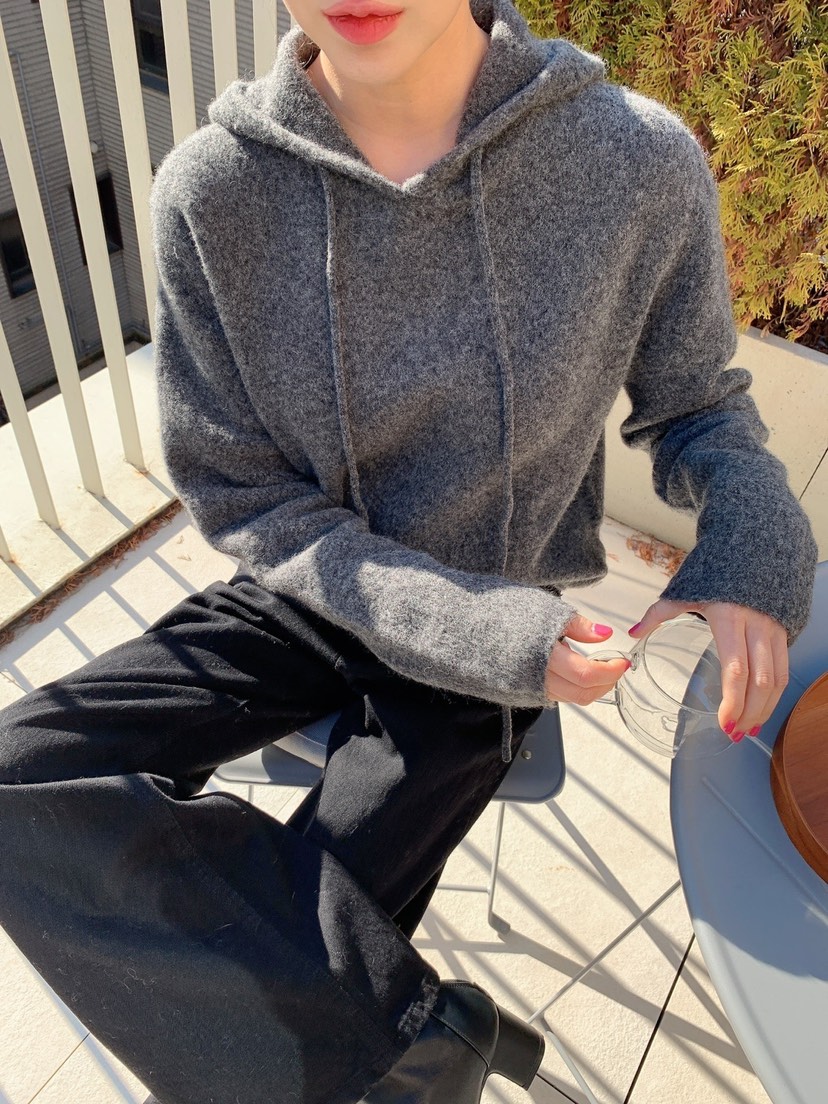 MONTER東大門㊣代購女裝新款25秋冬休閑針織衫連帽針織衫狐貍MONTER針織衫