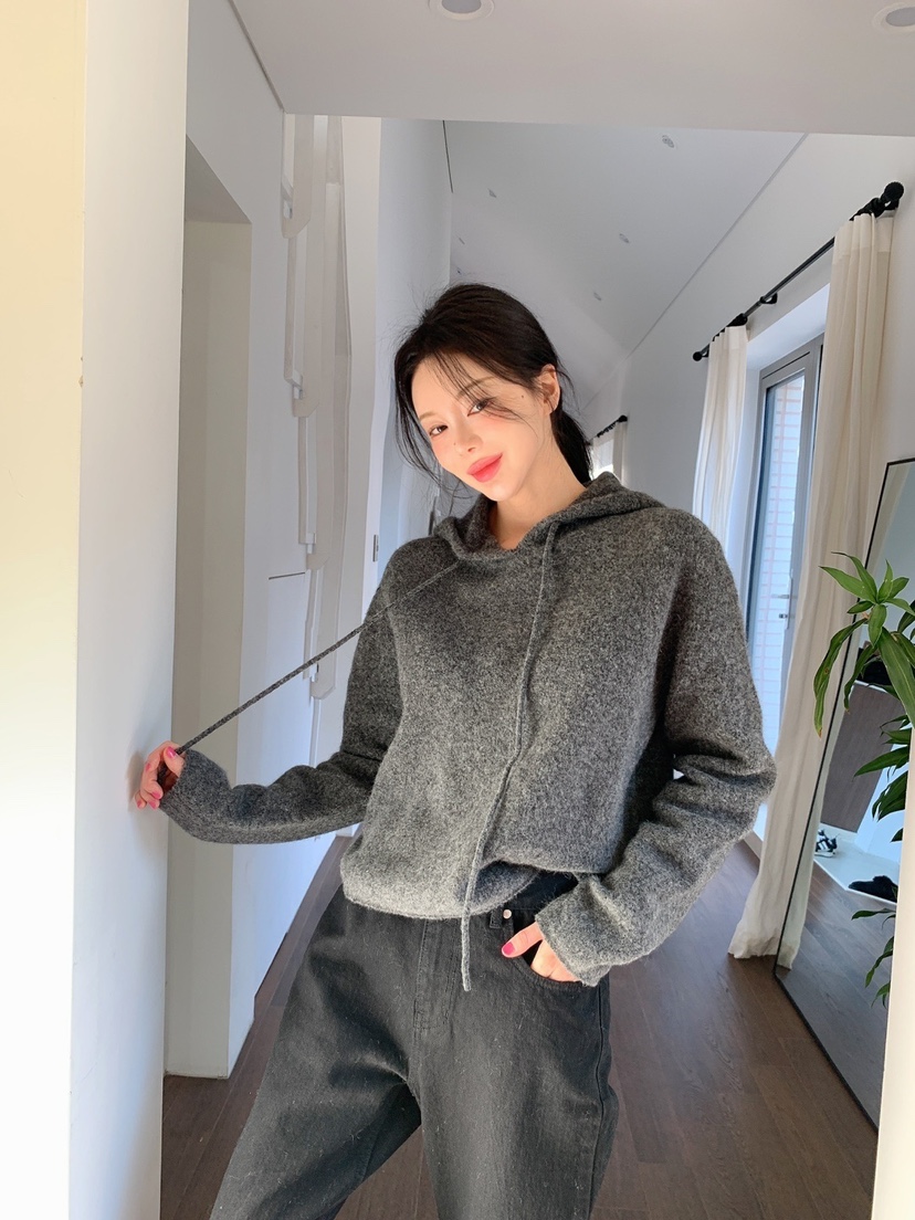 MONTER東大門㊣代購女裝新款25秋冬休閑針織衫連帽針織衫狐貍MONTER針織衫