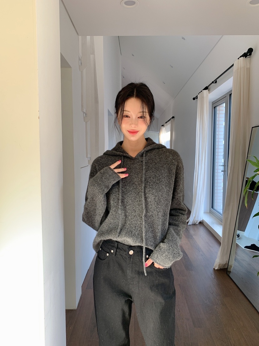 MONTER東大門㊣代購女裝新款25秋冬休閑針織衫連帽針織衫狐貍MONTER針織衫