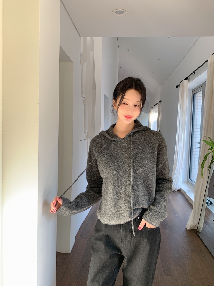 MONTER東大門㊣代購女裝新款25秋冬休閑針織衫連帽針織衫狐貍MONTER針織衫