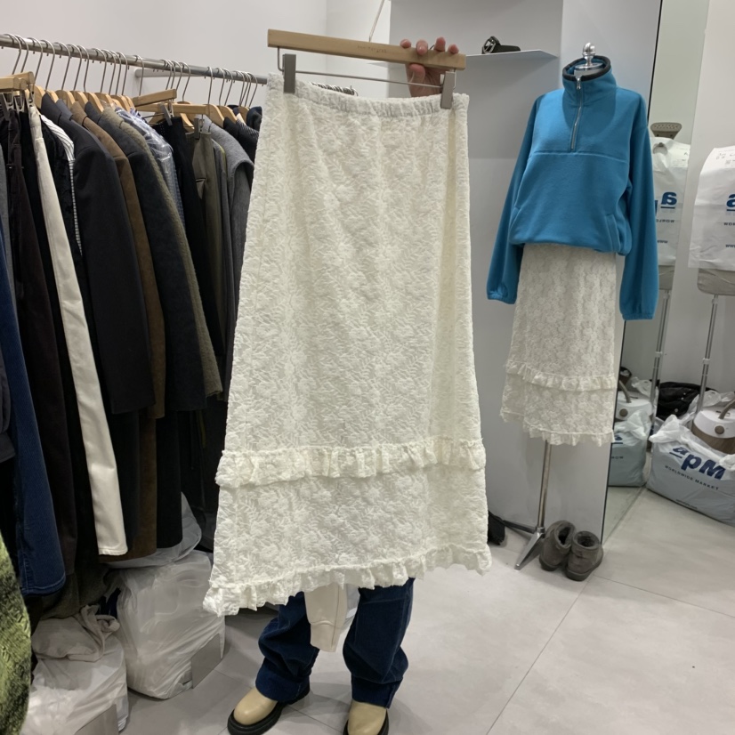 ANN MARGRET韓國直郵㊣女士新品休閑半身裙中短裙蕾絲GRETA.Y半身裙/中短裙圖色1