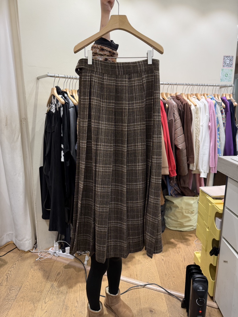 AUVERFIT東大門㊣直郵女士新品人氣熱賣25秋冬推薦長裙格子AUVERFIT長裙