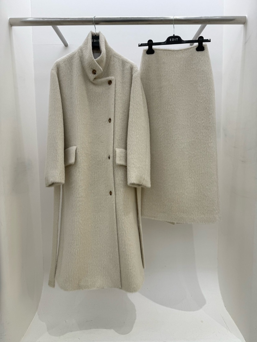 EDIT東大門㊣實拍女裝新款人氣職業熱賣時尚中長款大衣含腰帶EDIT中長款大衣