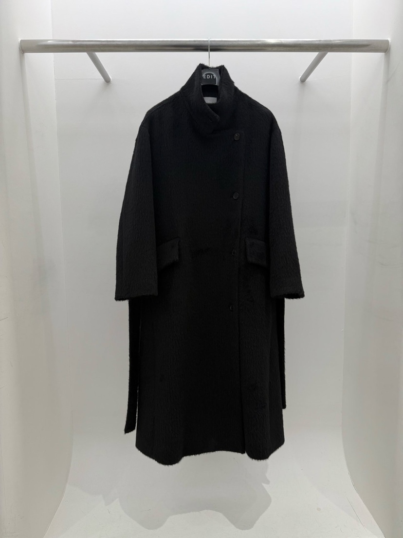 EDIT東大門㊣實拍女裝新款人氣職業熱賣時尚中長款大衣含腰帶EDIT中長款大衣圖色3黑色