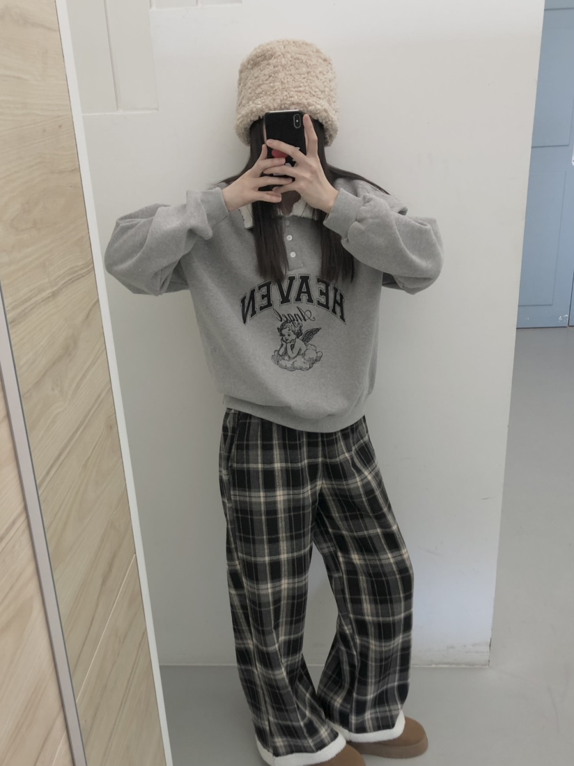 J.BALLOON韓國代購㊣女士新品真品時尚熱賣25秋冬休閑褲格子J.BALLOON休閑褲圖色2黑色