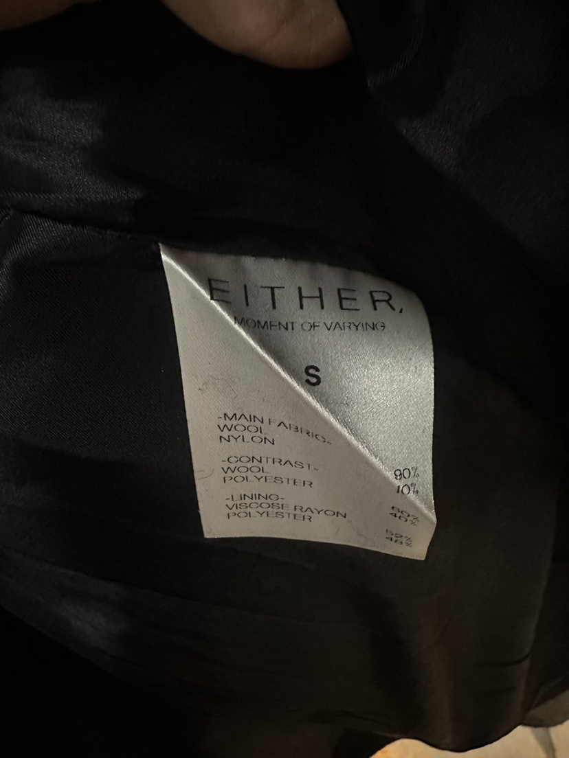 EITHER東大門㊣實拍女裝新款真品熱賣時尚推薦休閑短款大衣EITHER短款大衣