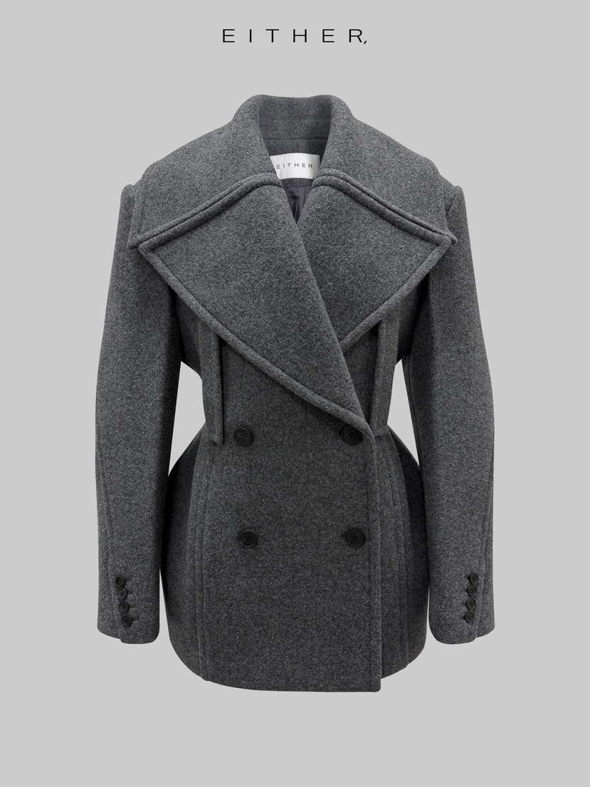 EITHER東大門㊣實拍女裝新款真品熱賣時尚推薦休閑短款大衣EITHER短款大衣圖色1