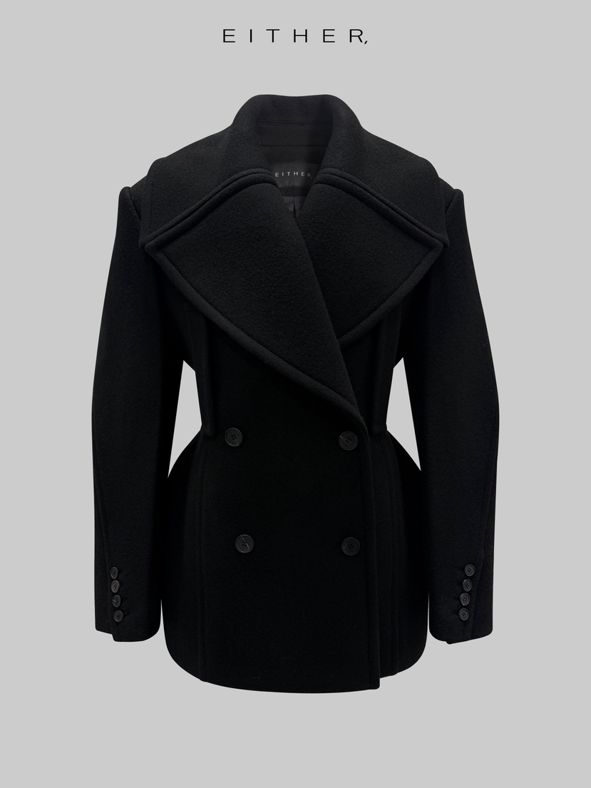 EITHER東大門㊣實拍女裝新款真品熱賣時尚推薦休閑短款大衣EITHER短款大衣圖色2