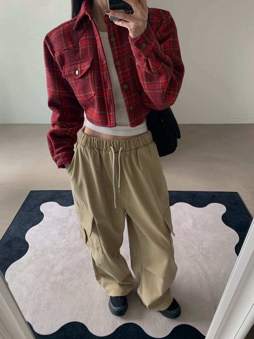 VERANDA東大門㊣直郵女裝新款25秋冬時尚熱賣休閑褲工裝褲抓絨VERANDA休閑褲