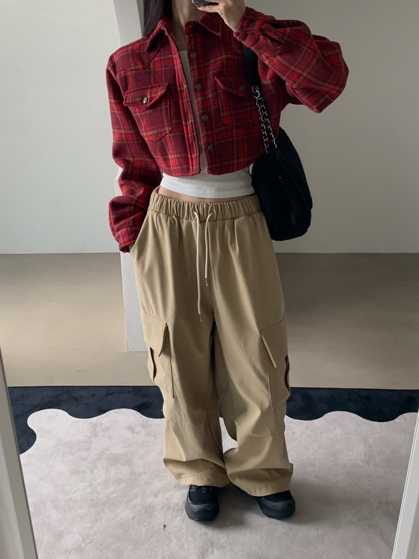 VERANDA東大門㊣直郵女裝新款25秋冬時尚熱賣休閑褲工裝褲抓絨VERANDA休閑褲