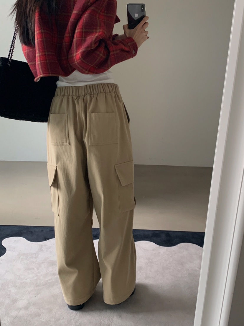 VERANDA東大門㊣直郵女裝新款25秋冬時尚熱賣休閑褲工裝褲抓絨VERANDA休閑褲