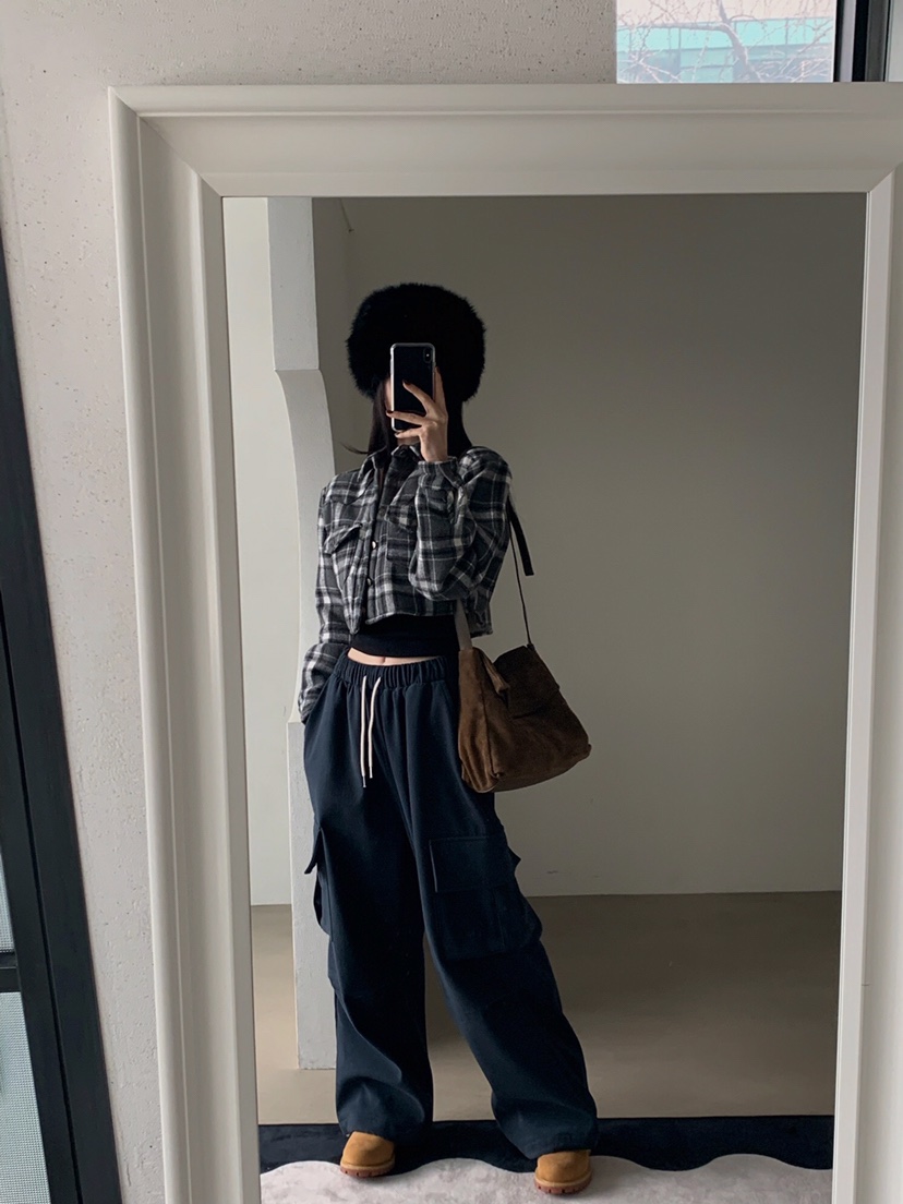 VERANDA東大門㊣直郵女裝新款25秋冬時尚熱賣休閑褲工裝褲抓絨VERANDA休閑褲