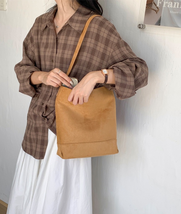 POSH BLUE東大門㊣代購女士新品25秋冬時尚單肩斜跨包絨面革POSH BLUE單肩/斜跨包圖色1