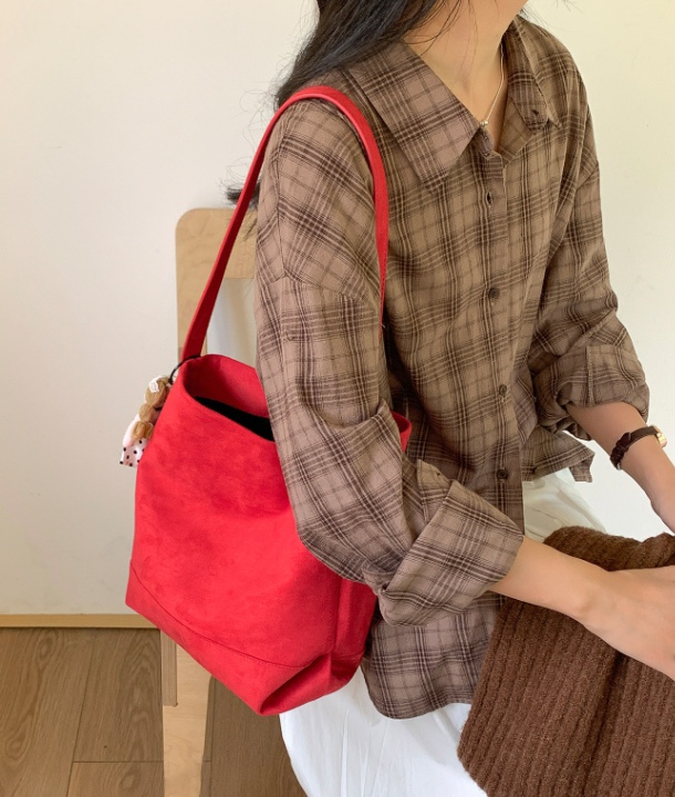 POSH BLUE東大門㊣代購女士新品25秋冬時尚單肩斜跨包絨面革POSH BLUE單肩/斜跨包圖色4