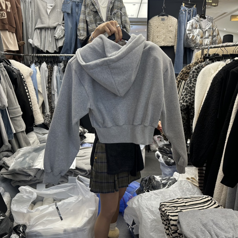 A-DEL韓國代購㊣女士新品25秋冬休閑真品衛衣連帽拉鏈衫加絨A-DEL衛衣