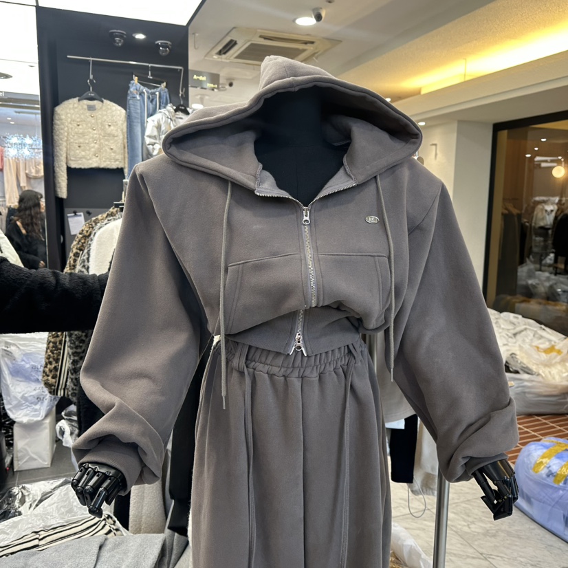 A-DEL韓國代購㊣女士新品25秋冬休閑真品衛衣連帽拉鏈衫加絨A-DEL衛衣圖色2