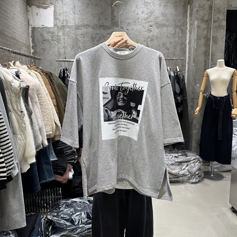 JUNI韓國直郵㊣女裝新款推薦職業真品休閑25秋冬熱賣時尚T恤my juniT恤圖色1