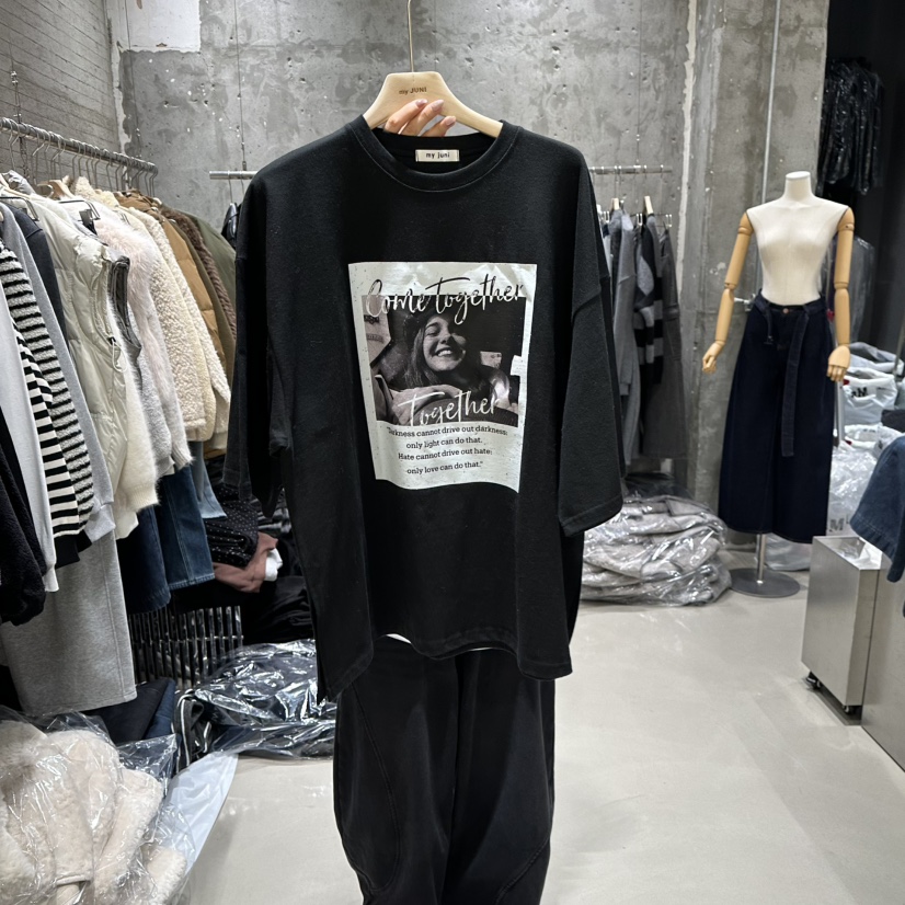 JUNI韓國直郵㊣女裝新款推薦職業真品休閑25秋冬熱賣時尚T恤my juniT恤圖色2