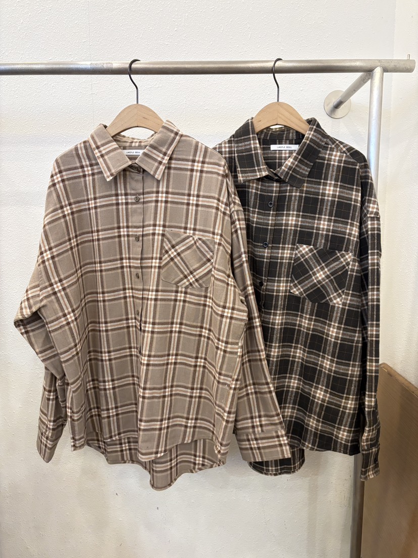 LUMIPLE韓國代購㊣女士新款職業人氣時尚襯衫蕾絲衫格子寬松LUMIPLE襯衫/蕾絲衫