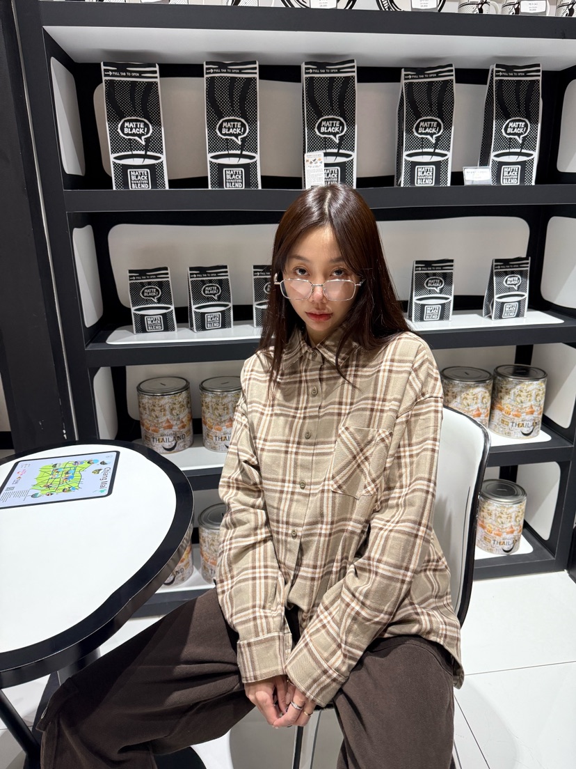 LUMIPLE韓國代購㊣女士新款職業人氣時尚襯衫蕾絲衫格子寬松LUMIPLE襯衫/蕾絲衫