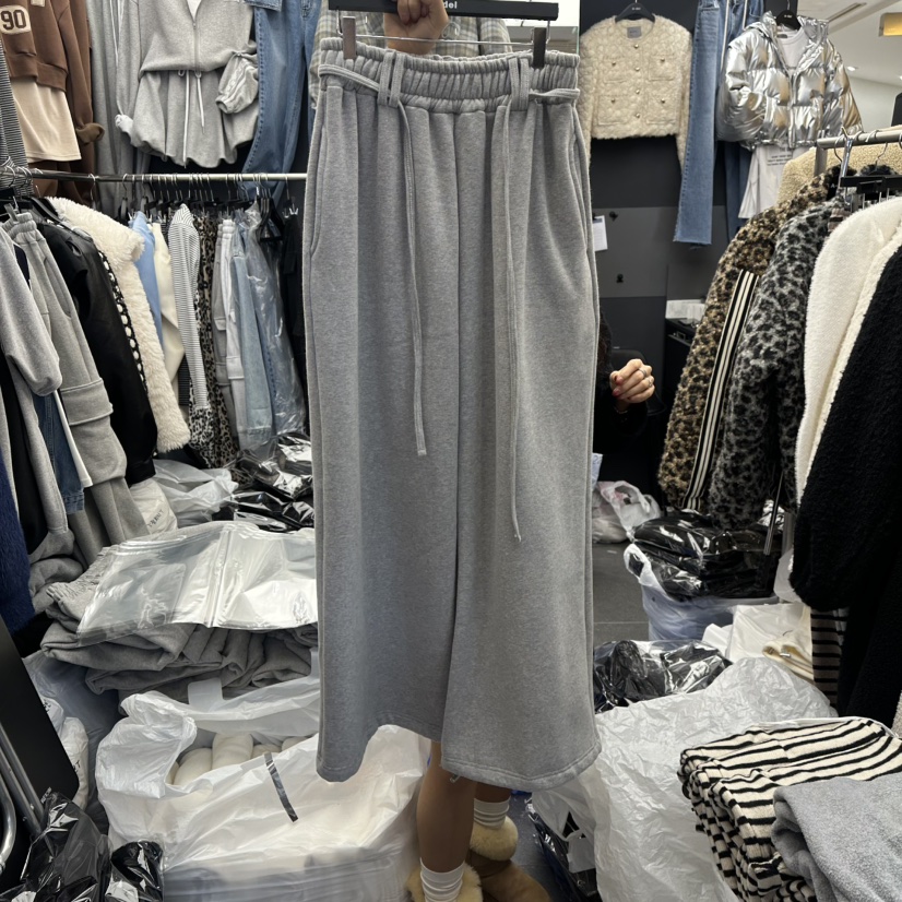 A-DEL韓國代購㊣女士新款推薦職業休閑25秋冬休閑褲含腰繩加絨A-DEL休閑褲圖色1