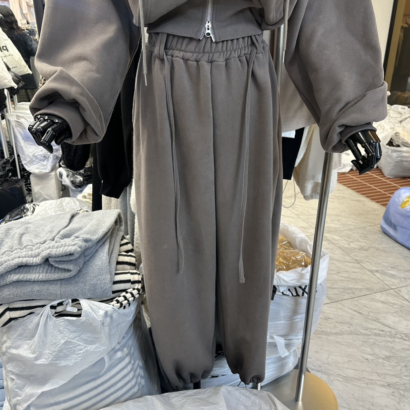 A-DEL韓國代購㊣女士新款推薦職業休閑25秋冬休閑褲含腰繩加絨A-DEL休閑褲圖色2