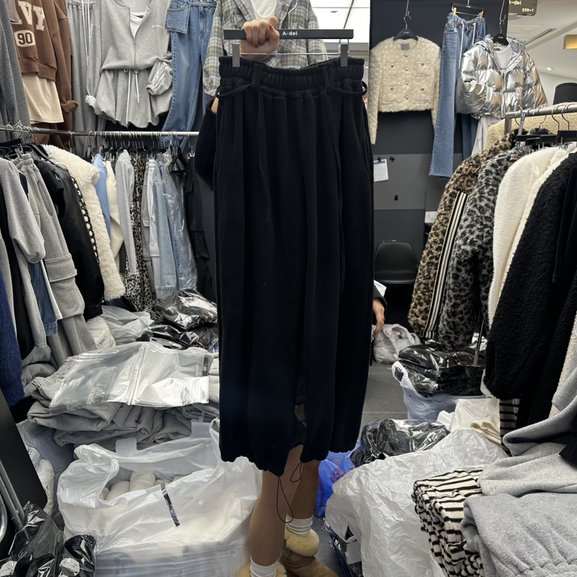 A-DEL韓國代購㊣女士新款推薦職業休閑25秋冬休閑褲含腰繩加絨A-DEL休閑褲圖色3