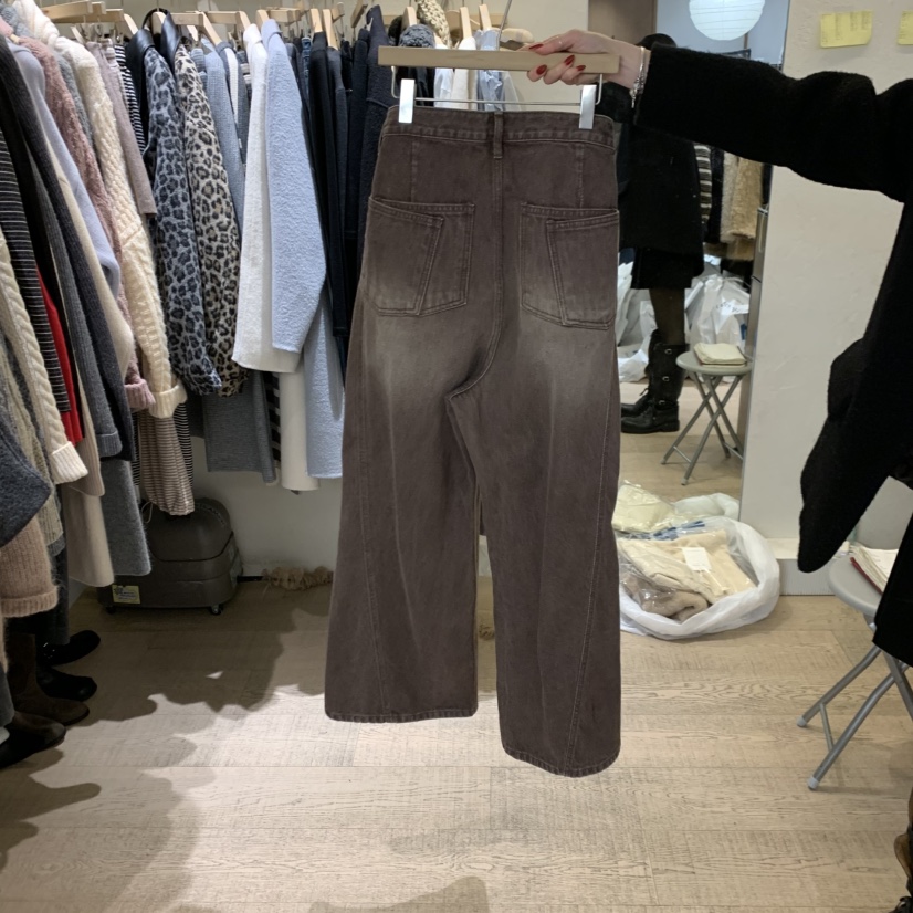 W AND J韓國代購㊣女士新款職業推薦休閑真品25秋冬牛仔褲紐扣W AND J牛仔褲