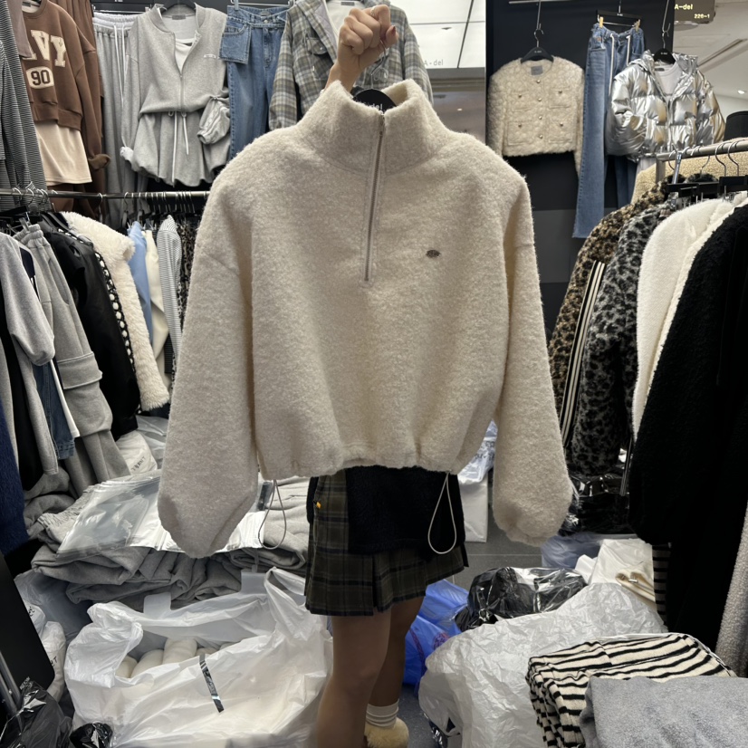 A-DEL東大門㊣實拍女士新款休閑25秋冬時尚人氣衛衣加絨拉鏈A-DEL衛衣圖色1