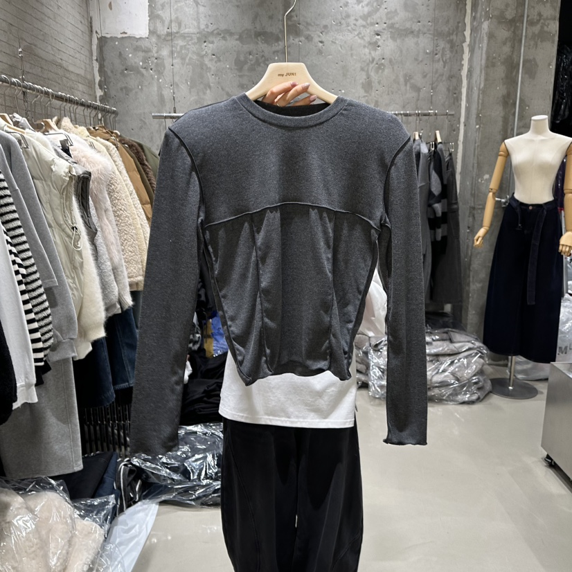JUNI韓國直郵㊣女裝新品25秋冬職業真品熱賣時尚推薦長袖T恤my juni長袖T恤圖色2