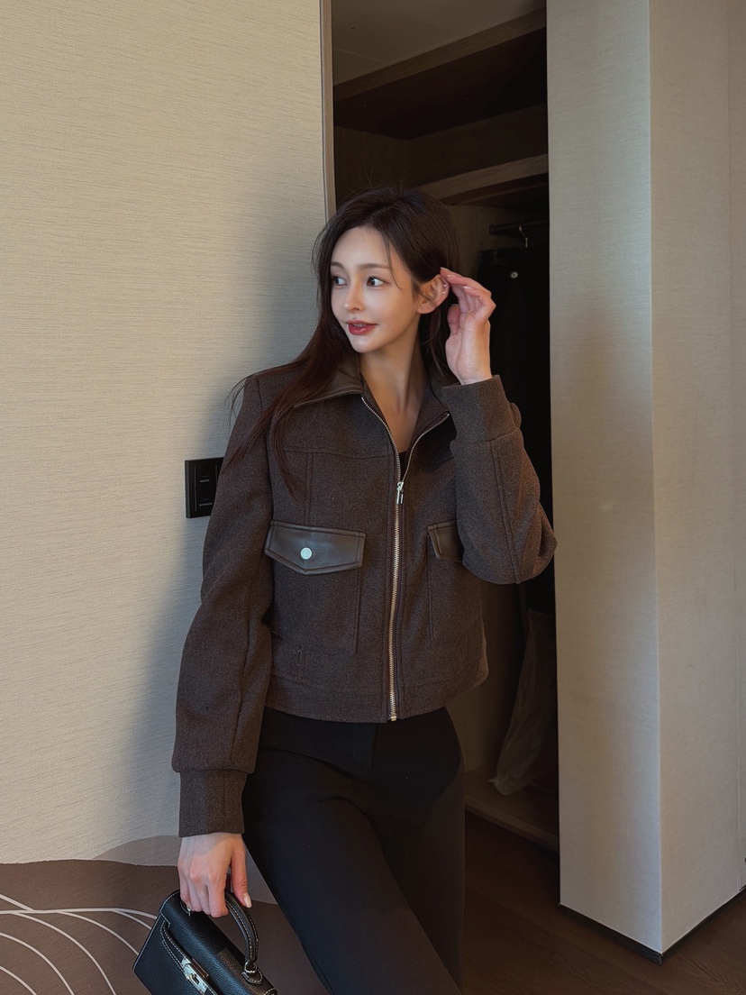 CLOTH韓國代購㊣女士新款休閑熱賣人氣真品時尚25秋冬夾克皮革CLOTH夾克