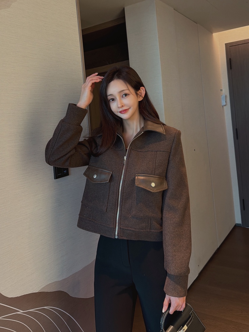 CLOTH韓國代購㊣女士新款休閑熱賣人氣真品時尚25秋冬夾克皮革CLOTH夾克圖色2